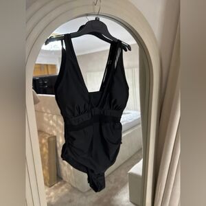 Mesh panel tummy control swimsuit